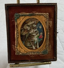 Antique Union Half Case Framed, Vintage Kitty Cat Trade Card picture