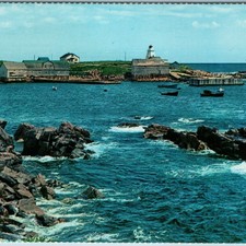 c1960s Neils Harbour Cape Breton Postcard NS Lighthouse Fish Village Cabot Trail picture