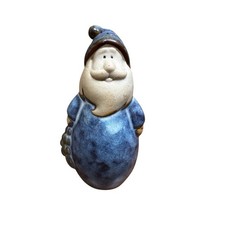Collectible ceramic pottery Santa Claus figurine with a blue brown glaze picture