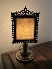 Victorian Style Porcelain Lithophane Accent Lamp David Delamare, Couple On Swing picture