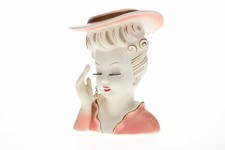 Head Vase Lady Empress Planter Japan MCM Pink Earring Fingers  Lashes CHARITY picture