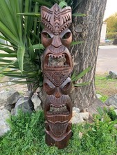 Hawaiian Style Tiki Totem Wooden Mask Hand Carved 39