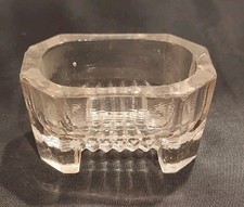 Vintage Octagonal Clear Glass Open Master Salt Cellar w/Stubby Legs picture