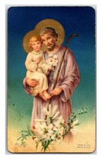 Vintage “St. Joseph & Jesus” Funeral Prayer Card *Dated 1958* - Bellevue, PA picture
