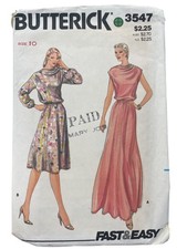 Vintage Butterick 3547 Sewing Pattern Size 10 Misses Dress Retro Dressmaking CUT picture