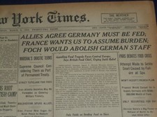 1919 MARCH 8 NEW YORK TIMES - ALLIES AGREE GERMANY MUST BE FED - NT 9269 picture
