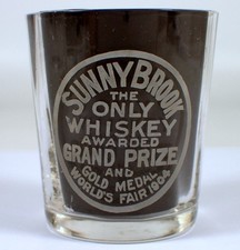 Antique Shot Glass Pre-Prohibition SUNNY BROOK Grand Prize Whiskey Acid Etched picture