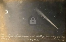 1910 Halley's Comet & Eclipse of the Moon Archer King KS RPPC Postcard COPY picture