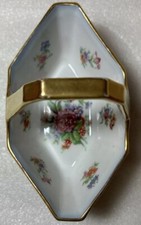 Antique Limoges France Cobalt Pallas Porcelain 22K Gold Trinket Basket 1920s picture