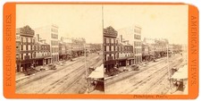 PHILADELPHIA STEREOVIEW - Market Street West from 10th - Excelsior Series 1880s picture