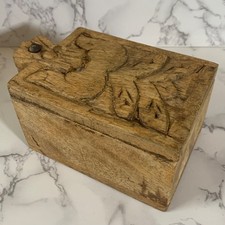 Vintage Handcrafted Spice Box Wood Tea Caddy Carved Swivel Lid Rustic 5.87