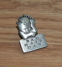 Silver Tone Pewter J. Benton Bad Hair Day Collectible Lapel Pin picture