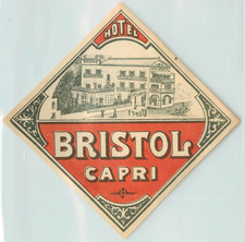 Hotel Bristol ~CAPRI - ITALY~ Historic & Scarce Early Luggage Label, c. 1900 picture
