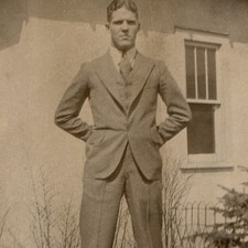 c1930s Dapper Young Man 3-Piece Suit Tie Yard Snapshot Photo Handsome Scotty Vtg picture