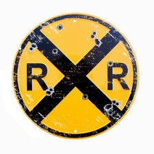 Bullet XING RR Railroad Crossing Train Sign Rustic Railfan Wall Art Home Decor picture