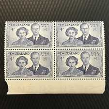 NEW ZEALAND ROYAL VISIT MINT 4 STAMPS BLOCK QUEEN ELIZABETH II DUKE OF EDINBURGH picture