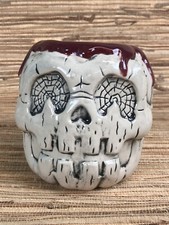 Pumpkin Skull Tiki Mug Biggs Tiki White Glaze Halloween Tiki 4.5