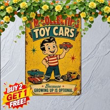 Vintage Diecast Toy Cars Collecting Retro Metal Tin Sign Garage Wall Art Plaque picture