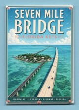 SEVEN MILE BRIDGE TRAVEL POSTER *2X3 FRIDGE MAGNET* FLORIDA KEYS PIGEON OVERSEAS picture