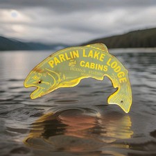 VINTAGE PARLIN LAKE CABINS PORCELAIN SIGN FISHING LODGE CAMPING MAINE GAS OIL  picture