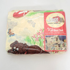 Vintage Pound Puppies 4 Piece Full Bed Sheet Set Cotton Polyester Blend picture