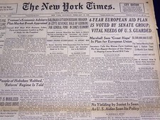 1948 FEBRUARY 24 NEW YORK TIMES - 4 YEAR AID PLAN VOTED - NT 3740 picture