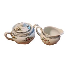 Vintage Handpainted Japan Nippon Covered Sugar and Creamer Set Roses & Floral  picture