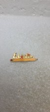 Education Pencil Enamel Lapel Pin Single Post Clutch Back Gold Toned Teacher picture