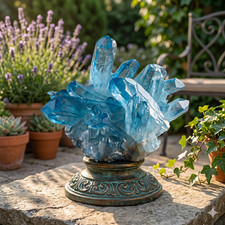 Aqua Aura Blue Quartz Titanium Cluster Mineral Specimen Geode Ornament 80-100g picture