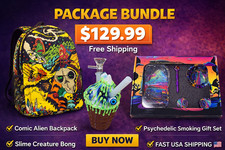 Alien Bong Backpack Bundle Smoking Gift Set Grinder Tray Pipe Ashtray picture