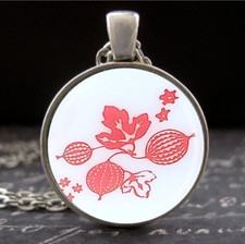 Pyrex Pink Gooseberry Pattern Necklace MCM Cinderella Mixing Bowls Photo Charm picture