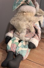 Vtg Handmade Patchwork Quilt Santa Doll 1990s Folk Art AS-IS picture