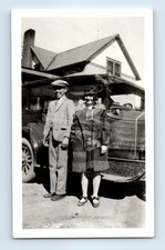 Old Vintage Photo MAN WOMAN COUPLE ABSTRACT GHOST FLAPPER LADY CLASSIC CAR picture