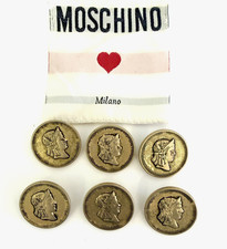 6 Vintage Moschino Cheap & Chic Gold Buttons 20mm Roman Profile Logo picture