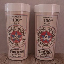 Vtg GM General Motors Arlington Texas 130 Club Thermo Serv Plastic Tumblers Pair picture