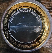 1998 RENO/TAHOE International $10 .999 Cap Silver Strike 1957 Chevy Bel Air RARE picture