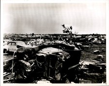 GA277 1953 U.P. Wire Photo AUTO SMASHED IN TORNADO IN WARNER ROBBINS GEORGIA picture