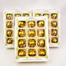 Vintage Noelle Mercury Glass Christmas Ornaments Yellow 3 boxes of 12 Total 36 picture