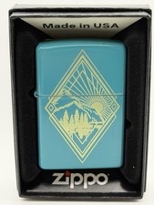 2022 Outdoor Design Mountain Lake Teal Matte Zippo Lighter NEW 48473 picture