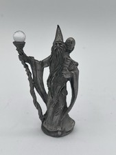 Vintage Gallo Pewter Wizard With Staff And Crystal Ball Figurine 3