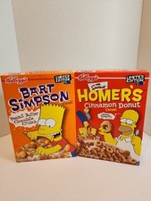  Kellogg's Limited Edition 2002 Simpsons Cereal Boxes - Homer and Bart - Sealed picture