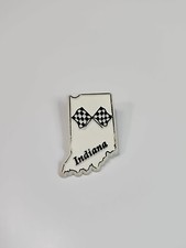 PLASTIC Indiana Travel Souvenir Pin Map Shape Black & White Colors Flags  picture