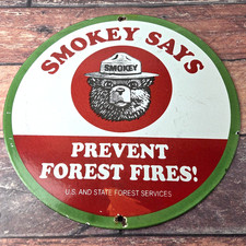 Vintage Smokey Bear Porcelain Sign - Only You Can Prevent Forest Fires Sign picture