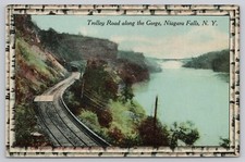 Atq/Vtg Postcard Trolley Road along the Gorge Niagara Falls, NY L204 picture