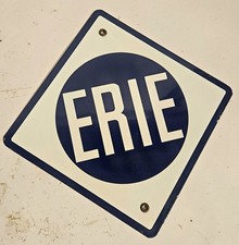 VTG ERIE Railroad Diamond Shaped Porcelain Sign 11