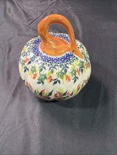 BOLESLAWIEC KALICH POLISH POTTERY UNKIKAT Signed Pumpkin W/ Acorns Leafs Autumn picture