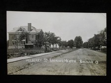 BOLIVAR OHIO View of Mulberry St Looking North Vintage 1908 RP RPPC Postcard picture