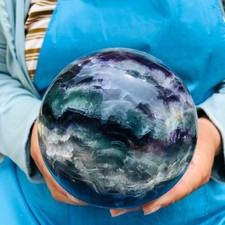 5.28LB Large Natural Fluorite Sphere Quartz Crystal Ball Energy Healing Stone picture