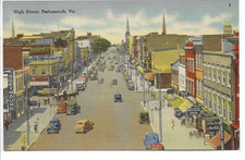 LINEN Postcard     HIGH STREET, GREYHOUND TERMINAL  -  PORTSMOUTH, VIRGINIA picture