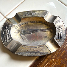 Kentucky Dam & Lake Barkley Fisher House Souvenir Metal Ashtray picture